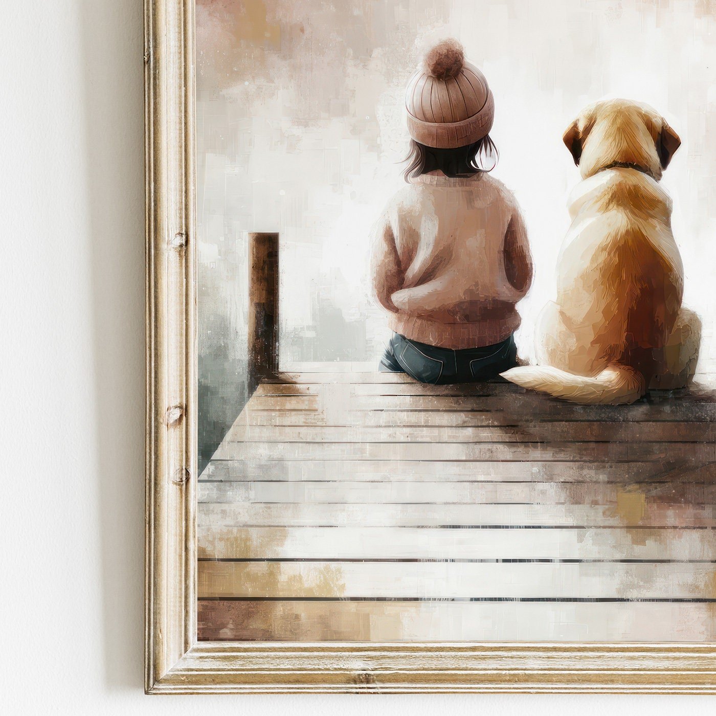 Golden Retriever Art Print, Dog Nursery Decor, Girl Room Wall Art - WildfieldPrints