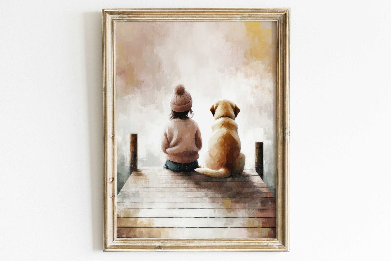 Golden Retriever Art Print – Dog Girls Room Wall Decor