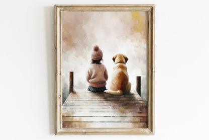 Golden Retriever Art Print, Dog Nursery Decor, Girl Room Wall Art - WildfieldPrints