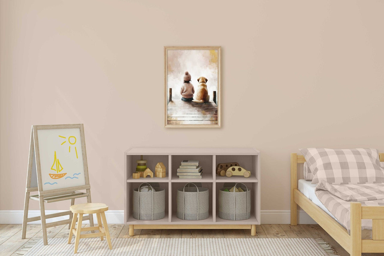 Golden Retriever Art Print – Dog Girls Room Wall Decor