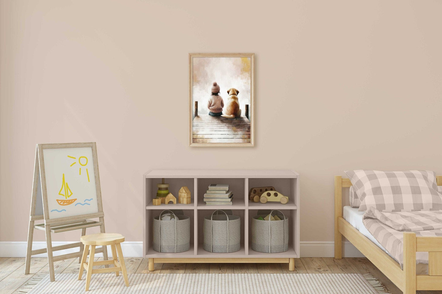 Golden Retriever Art Print, Dog Nursery Decor, Girl Room Wall Art - WildfieldPrints