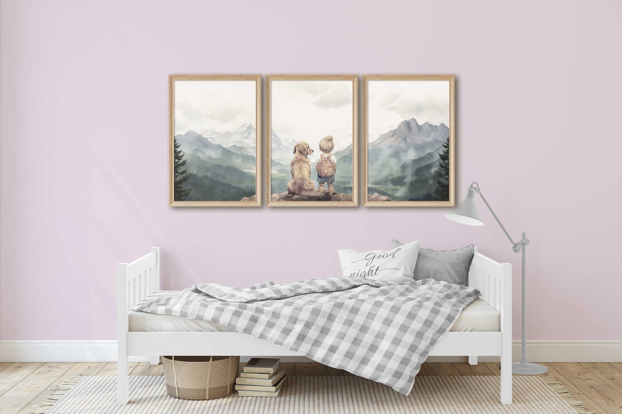 Golden Retriever Wall Art – Dog Nursery Print • Set of 3