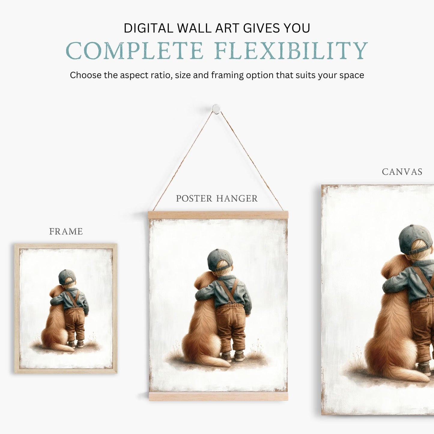 Golden Retriever Nursery Art, Baby Gift for Boys, Dog Portrait Decor - WildfieldPrints