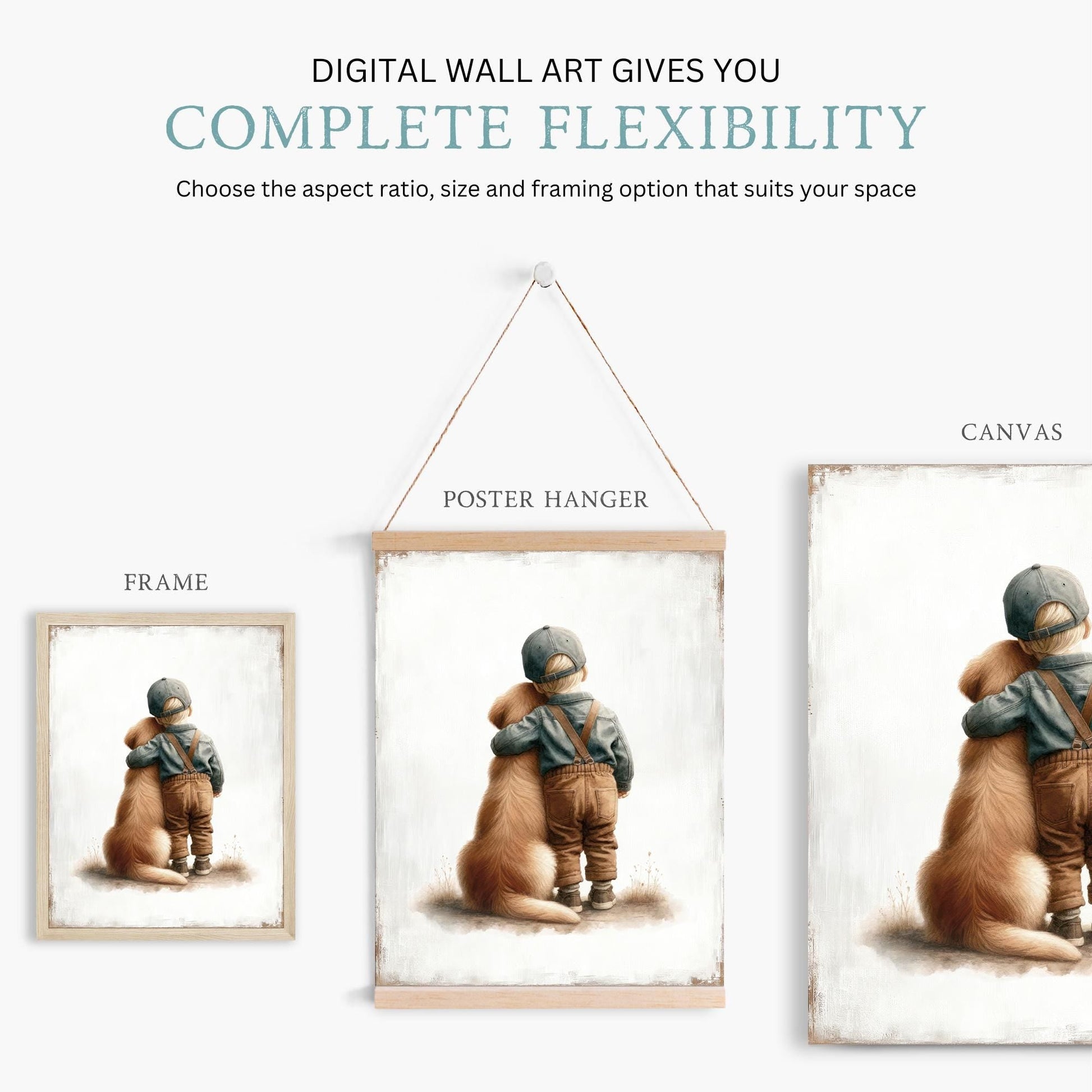 Golden Retriever Nursery Art, Baby Gift for Boys, Dog Portrait Decor - WildfieldPrints