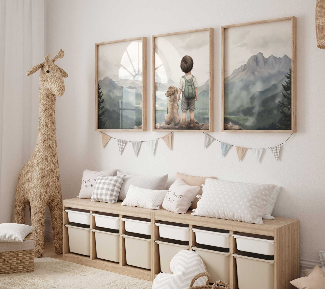 Golden Retriever Wall Art – Animal Boys Room Print • Set of 3