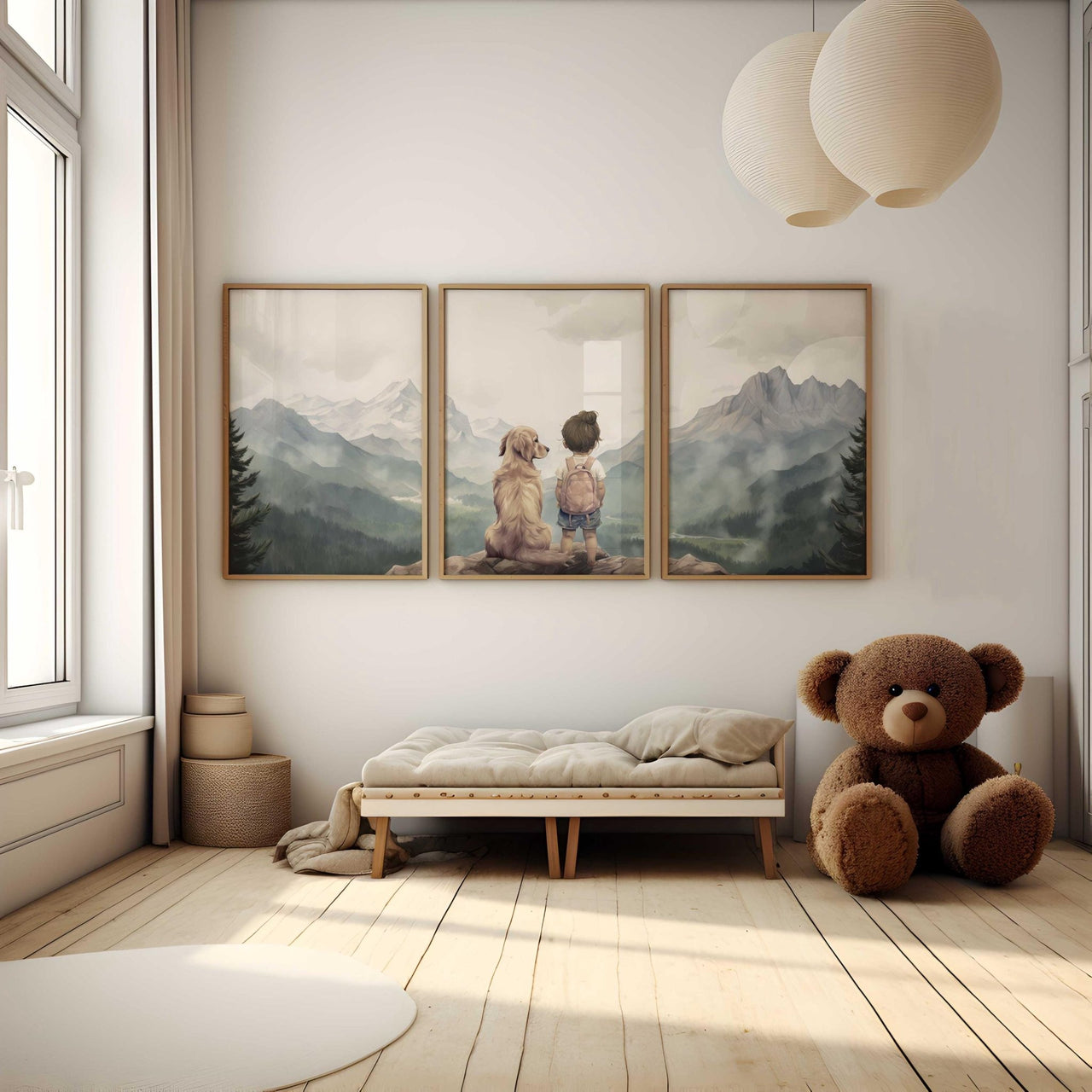 Golden Retriever Nursery Art – Dog Print for Toddler's Room • Set of 3