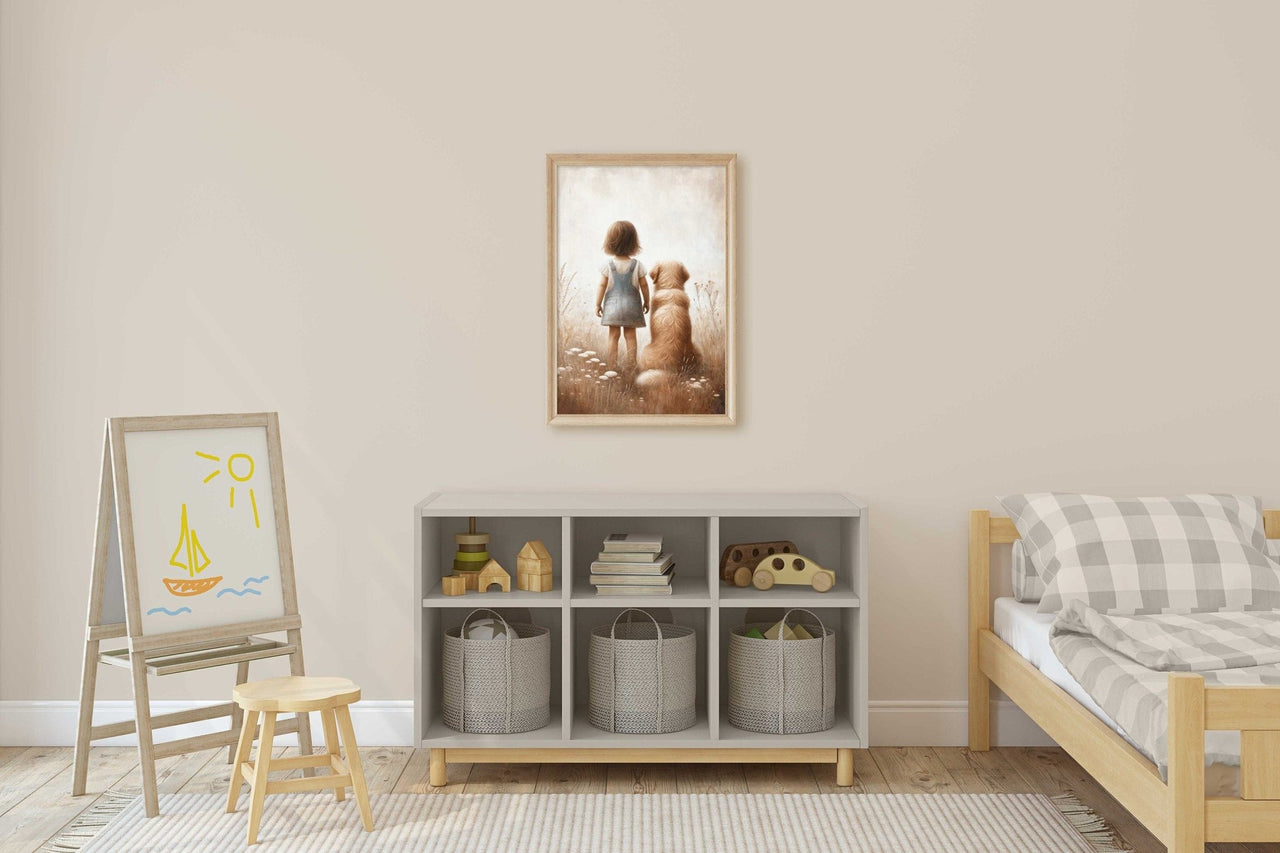 Golden Retriever Wall Art – Dog Nursery Print for Girls