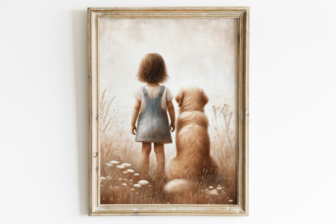 Golden Retriever Wall Art – Dog Nursery Print for Girls