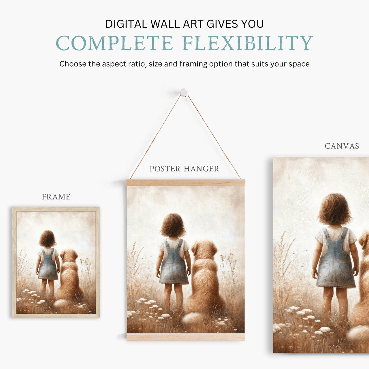 Golden Retriever Wall Art – Dog Nursery Print for Girls