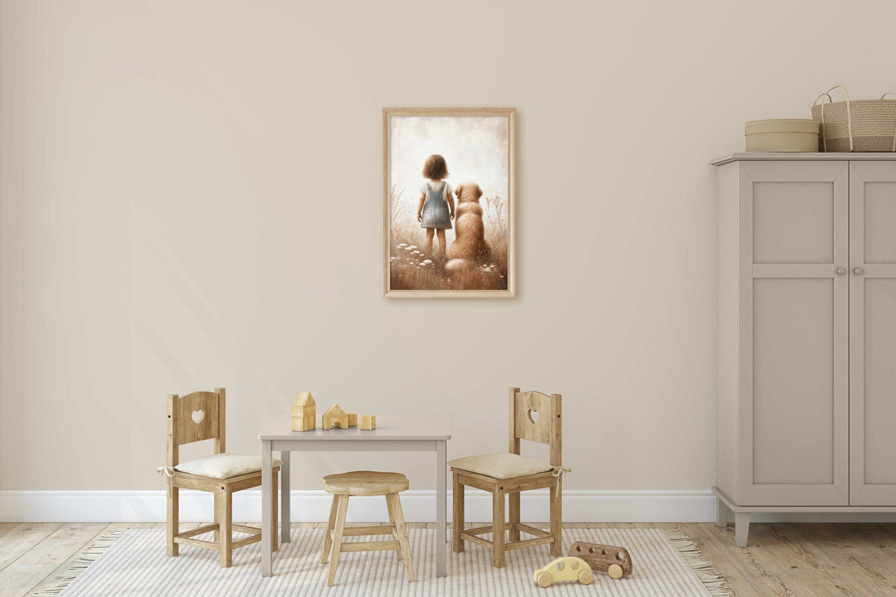 Golden Retriever Wall Art – Dog Nursery Print for Girls