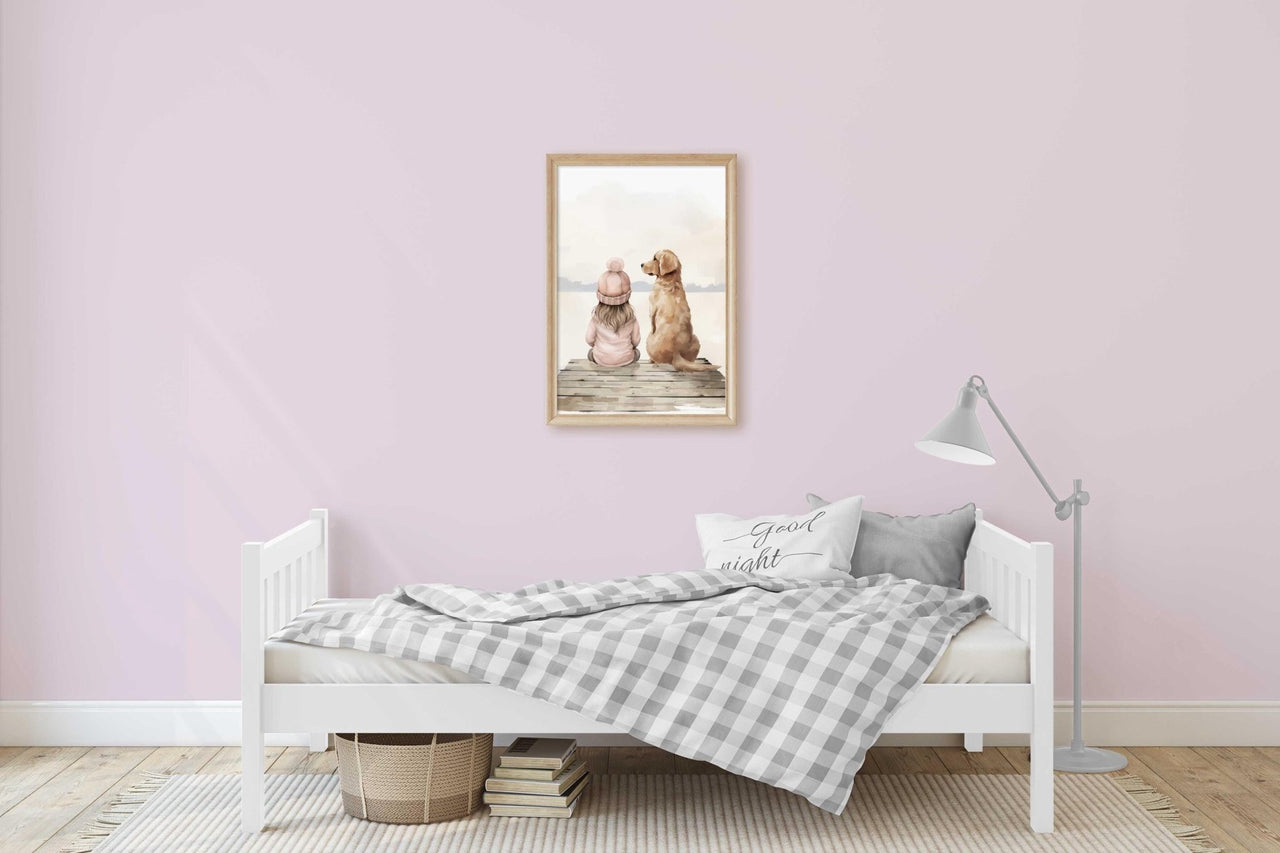 Golden Retriever Nursery Art – Animal Girls Room Wall Decor
