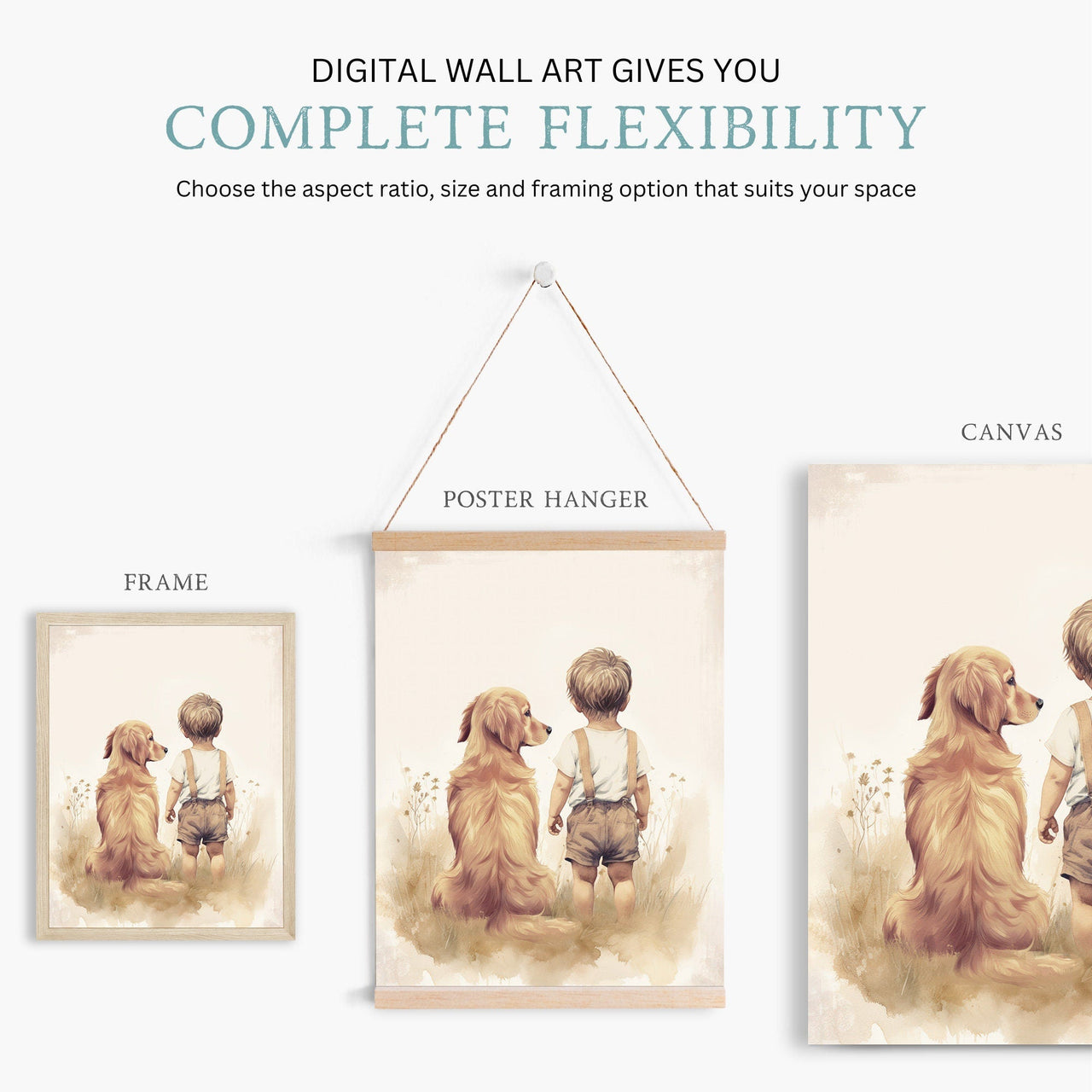 Golden Retriever Wall Art – Dog Boys Room Print