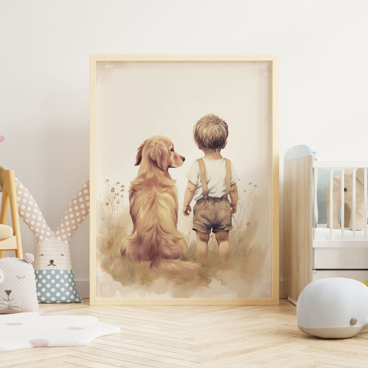 Golden Retriever Wall Art – Dog Boys Room Print