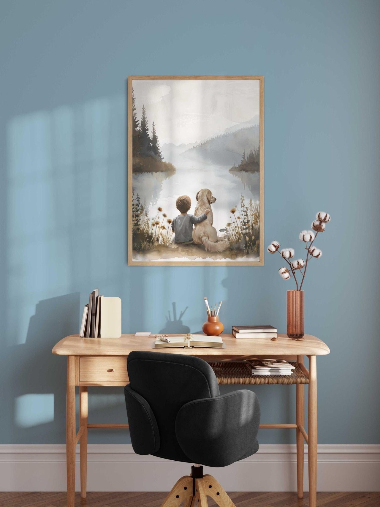 Golden Retriever Wall Art – Dog Nursery Print for Boys
