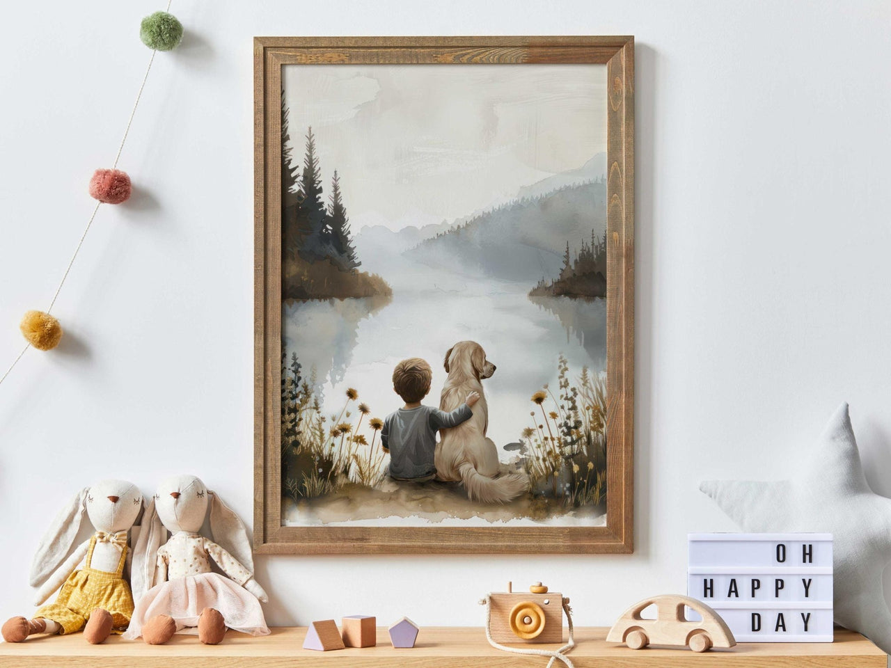 Golden Retriever Wall Art – Dog Nursery Print for Boys