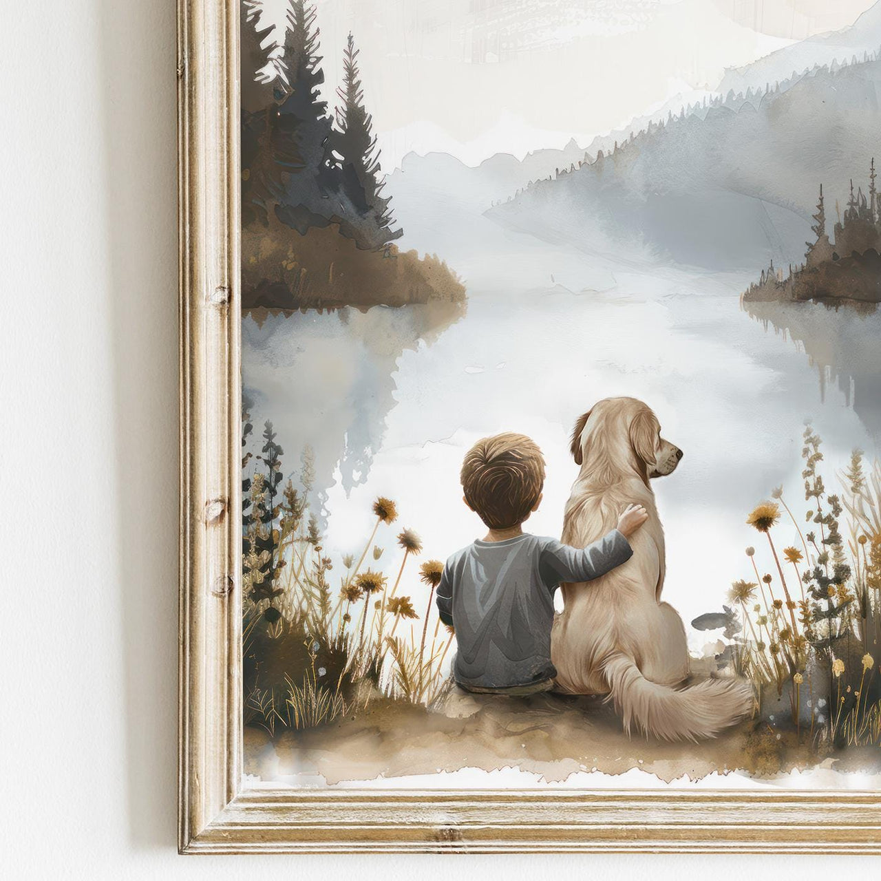 Golden Retriever Wall Art – Dog Nursery Print for Boys