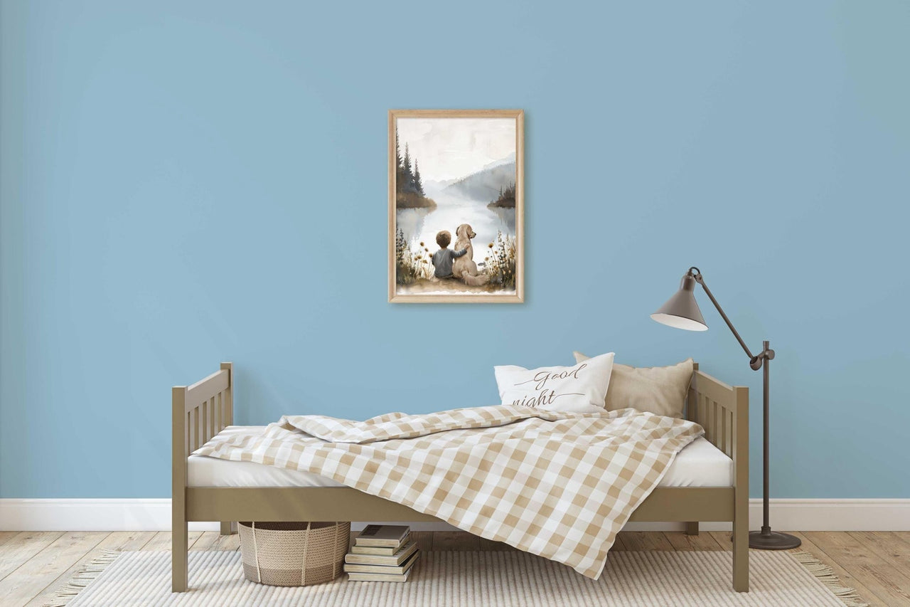 Golden Retriever Wall Art – Dog Nursery Print for Boys