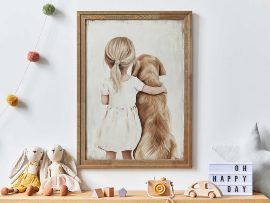 Golden Retriever Nursery Decor, Dog Art for Girls Room, Gift Idea - WildfieldPrints