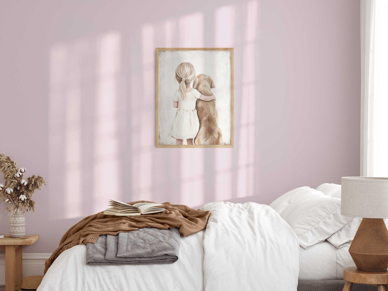 Golden Retriever Wall Art – Dog Nursery Print for Girls Room