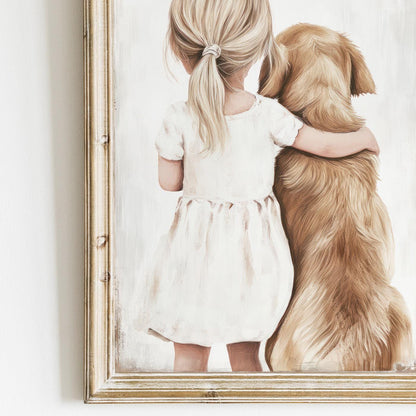 Golden Retriever Nursery Decor, Dog Art for Girls Room, Gift Idea - WildfieldPrints
