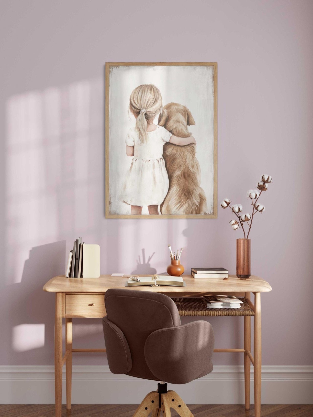 Golden Retriever Wall Art – Dog Nursery Print for Girls Room