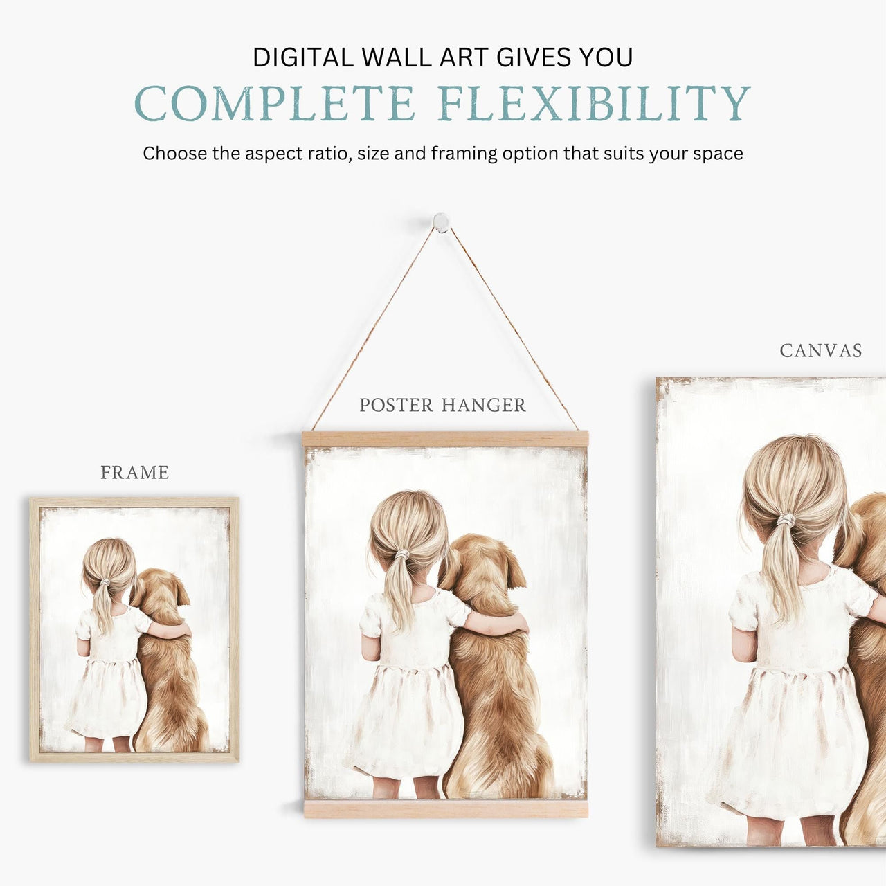 Golden Retriever Wall Art – Dog Nursery Print for Girls Room