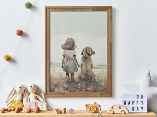 Golden Retriever Nursery Decor, Dog Art for Girls' Rooms - WildfieldPrints