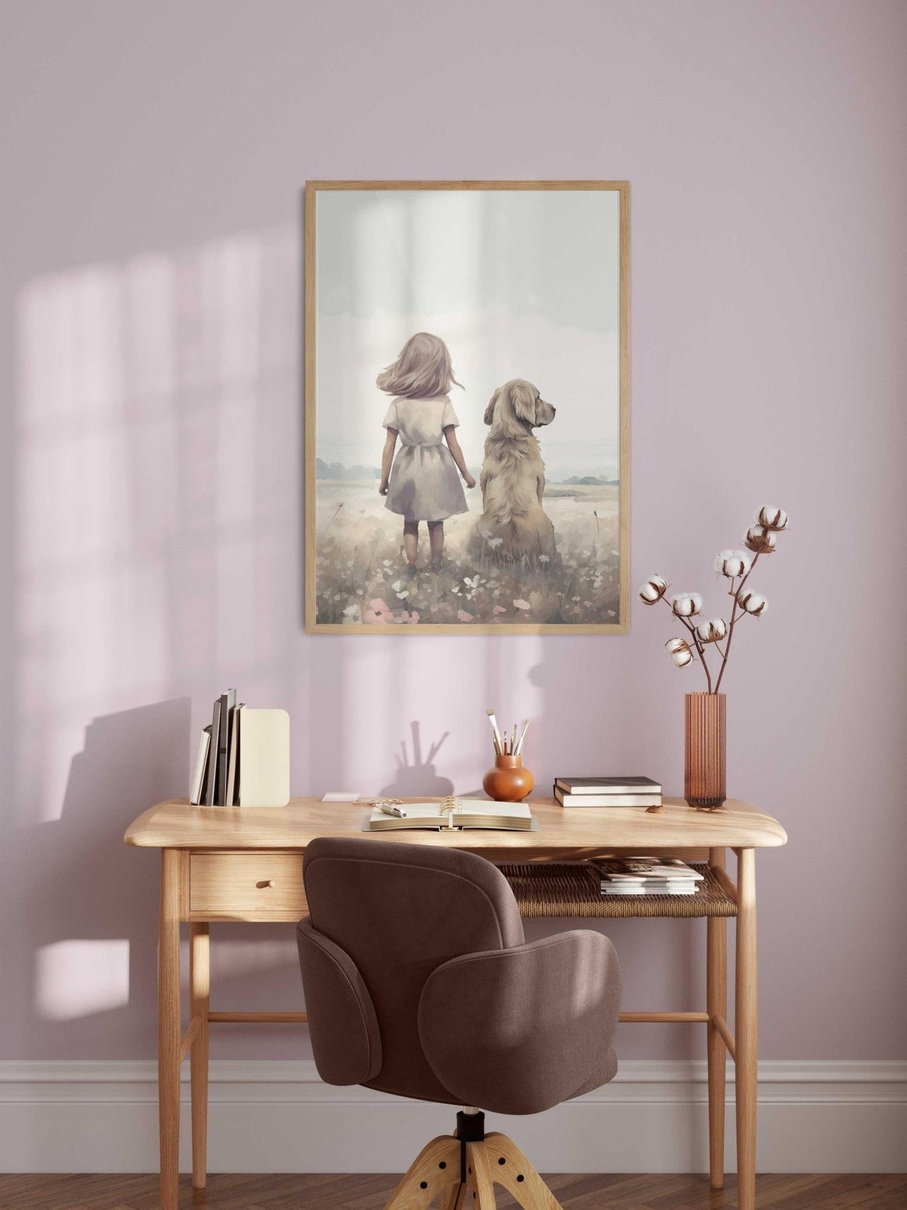 Golden Retriever Wall Art – Dog Nursery Print for Girls