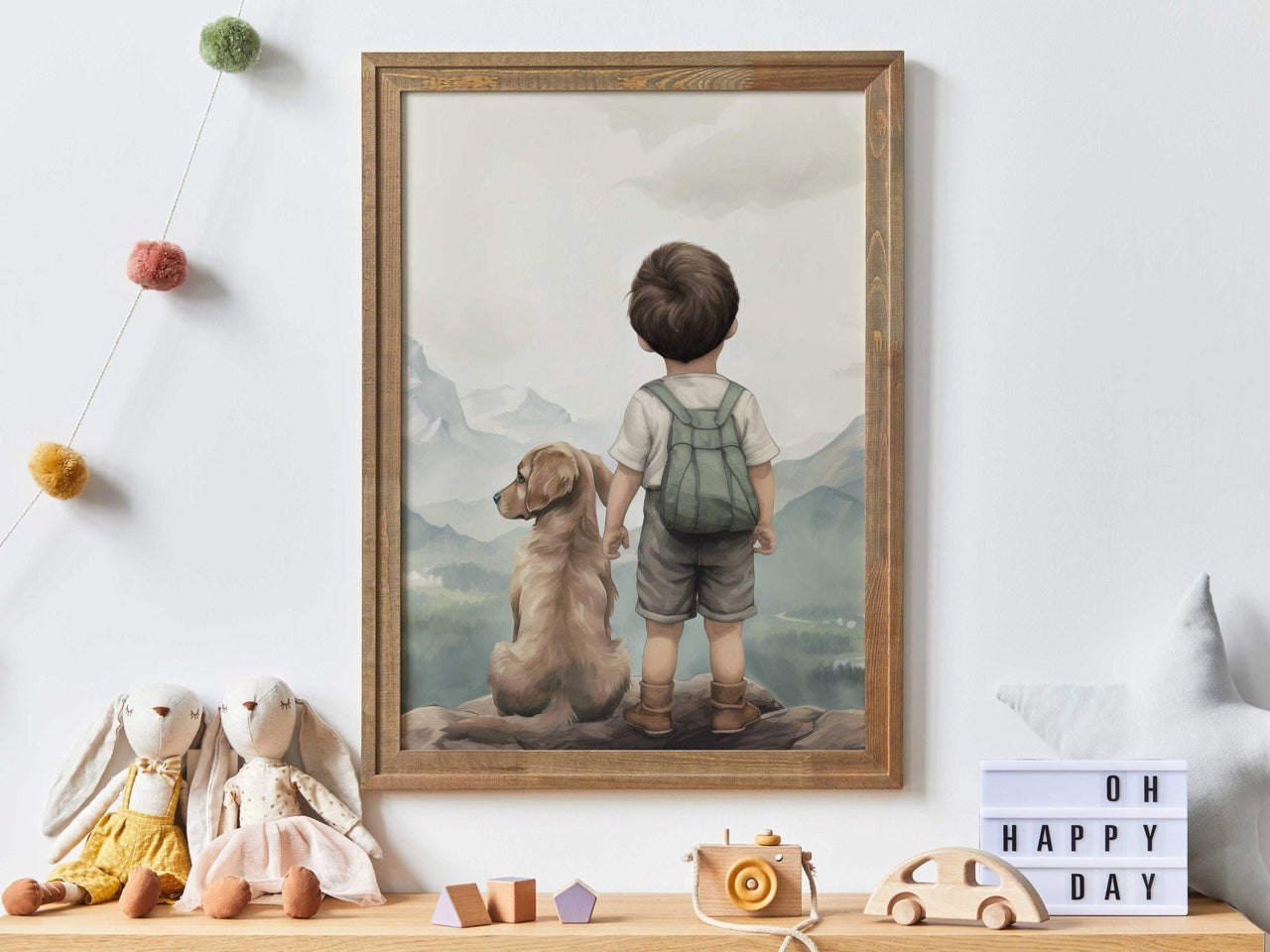 Golden Retriever Wall Art – Dog Nursery Print for Boys
