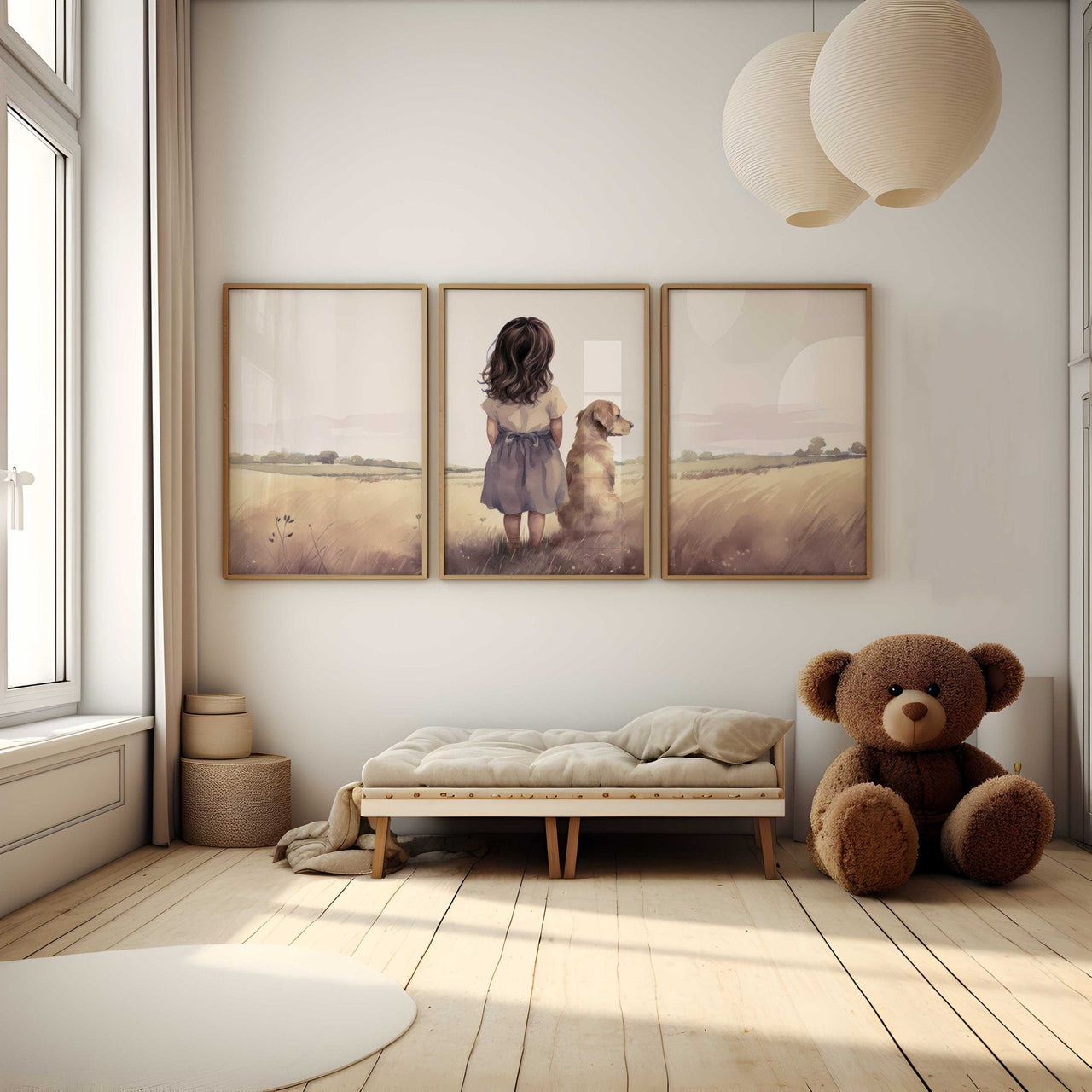 Golden Retriever Wall Art – Dog Nursery Print for Kids Room • Set of 3