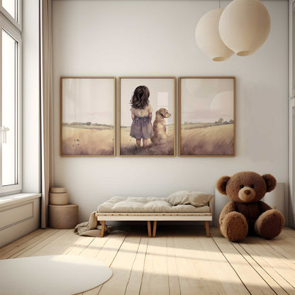 Golden Retriever Nursery Decor, Dog Wall Art, Kids Room Artwork - WildfieldPrints