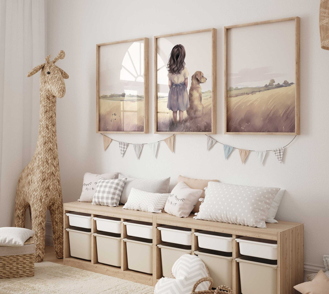 Golden Retriever Wall Art – Dog Nursery Print for Kids Room • Set of 3