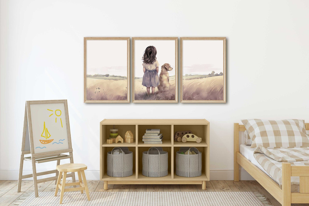 Golden Retriever Wall Art – Dog Nursery Print for Kids Room • Set of 3