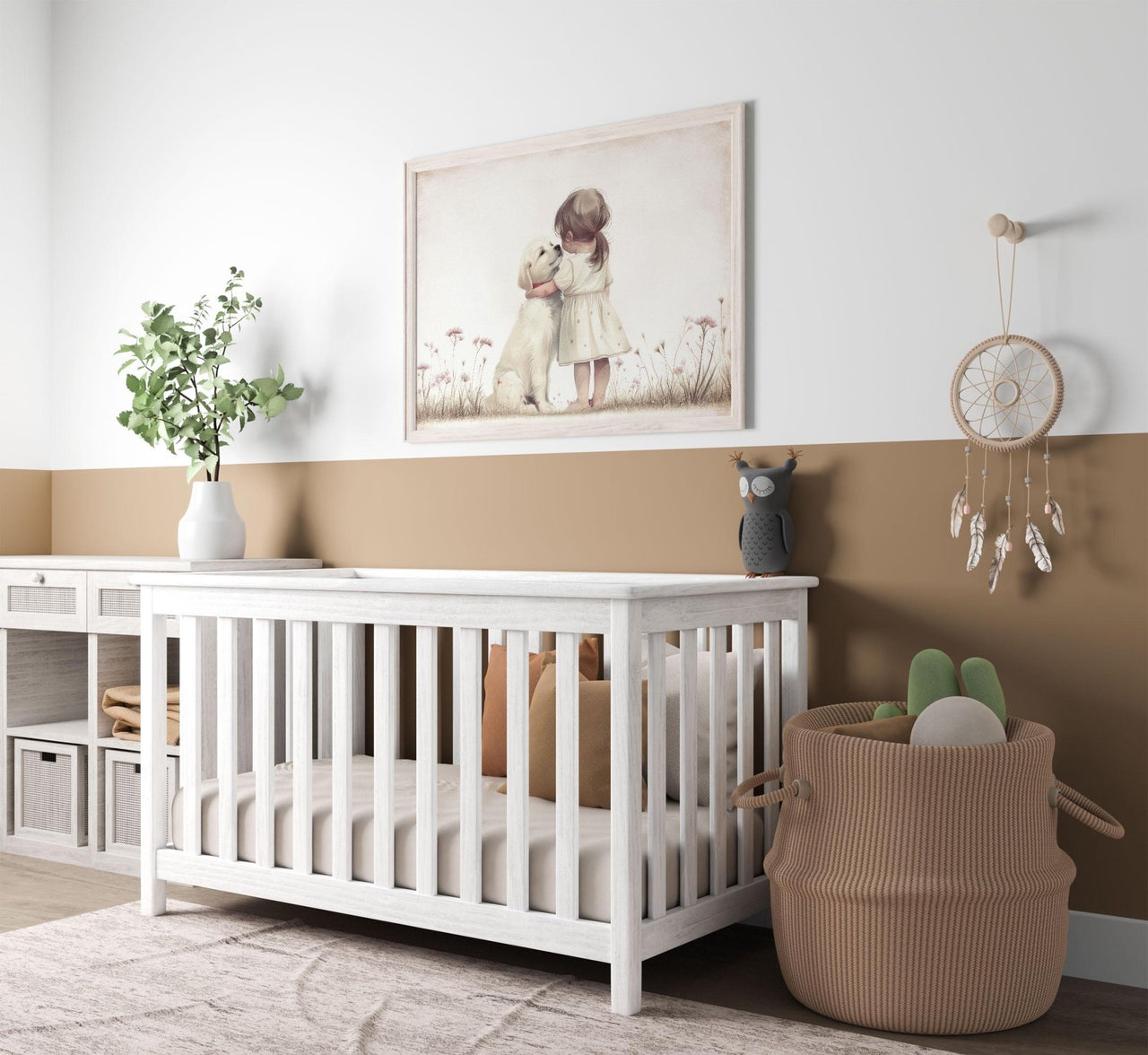 Golden Retriever Wall Art – Dog Nursery Print for Girls