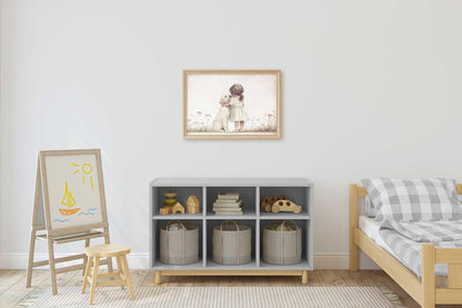 Golden Retriever Nursery Decor, Girl & Dog Art, Puppy Painting - WildfieldPrints