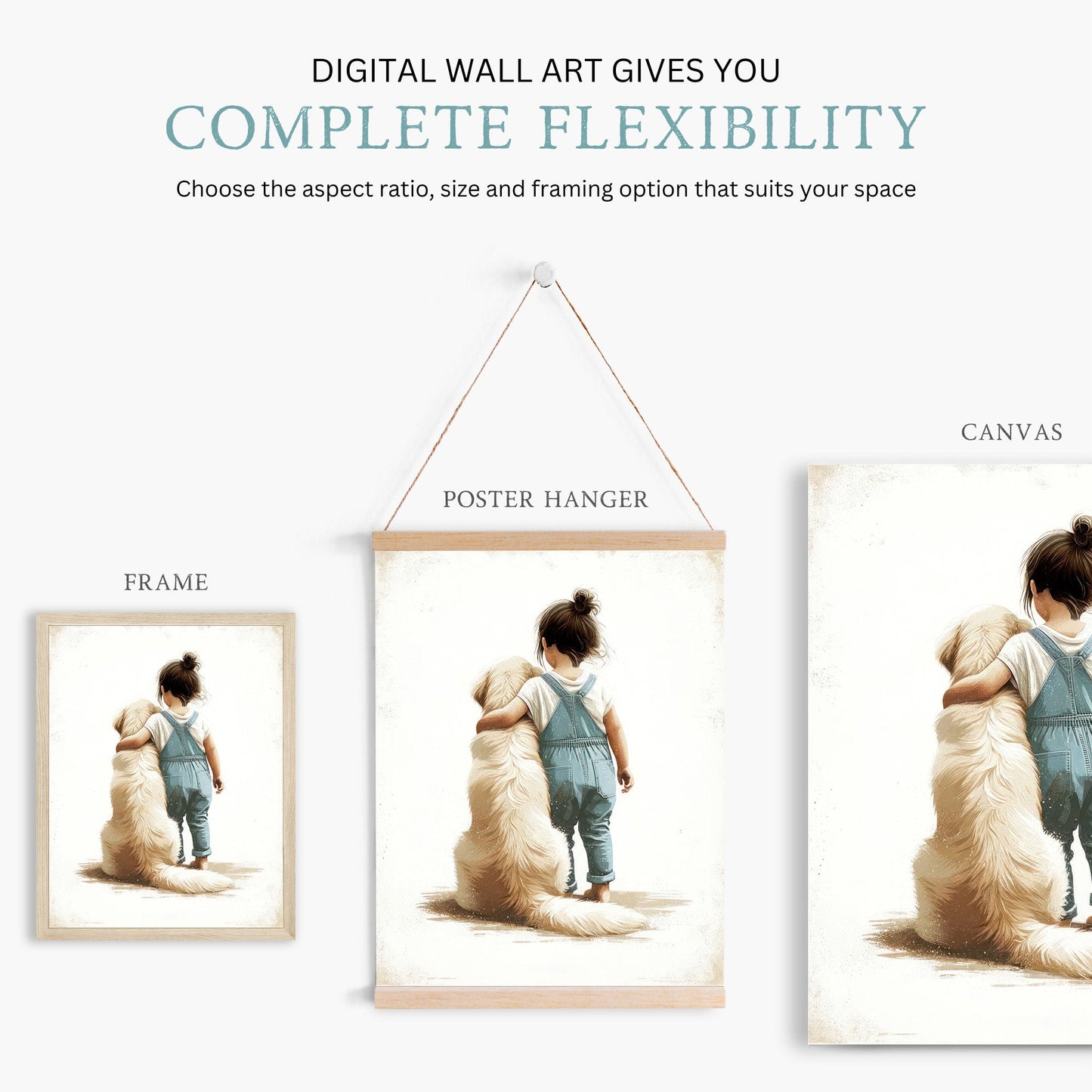 Golden Retriever Nursery Decor, Girl & Dog Artwork, Dog Themed Room - WildfieldPrints