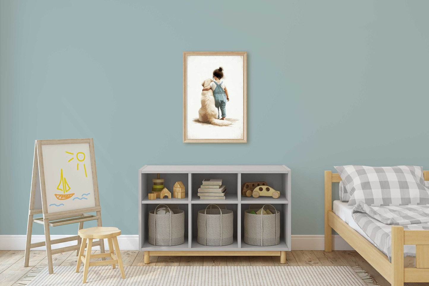 Golden Retriever Nursery Decor, Girl & Dog Artwork, Dog Themed Room - WildfieldPrints