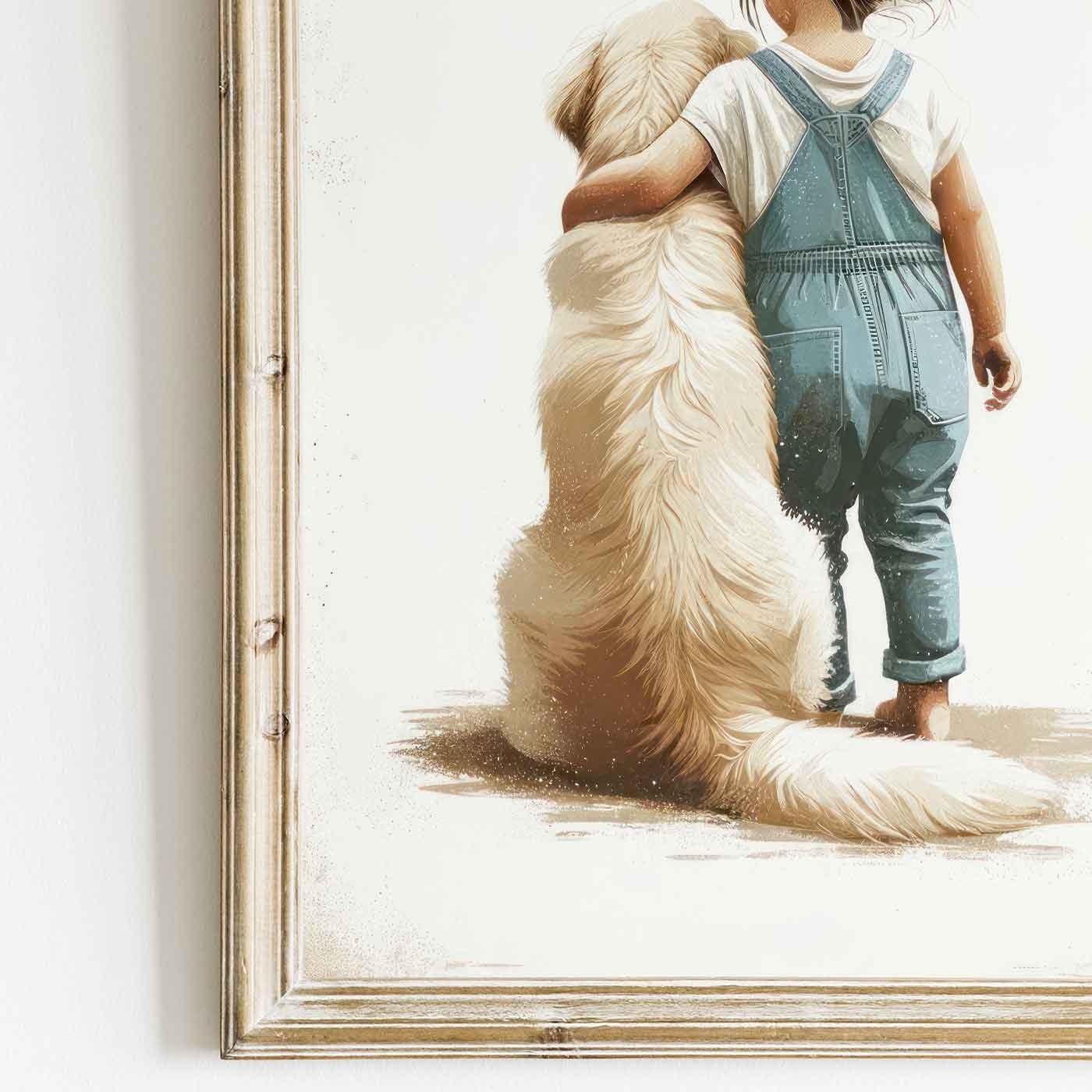 Golden Retriever Nursery Decor, Girl & Dog Artwork, Dog Themed Room - WildfieldPrints