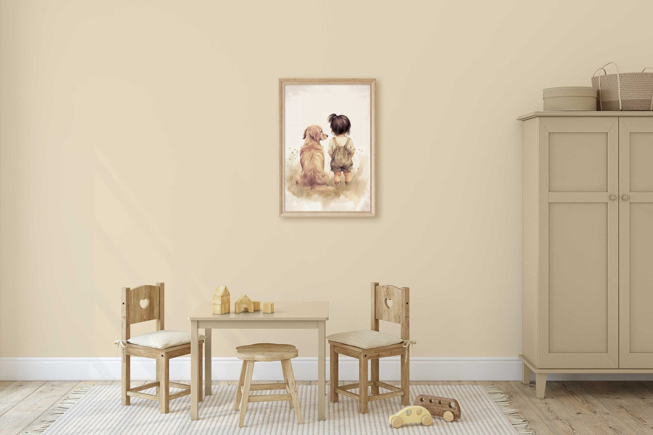 Golden Retriever Wall Art – Dog Nursery Print for Girls