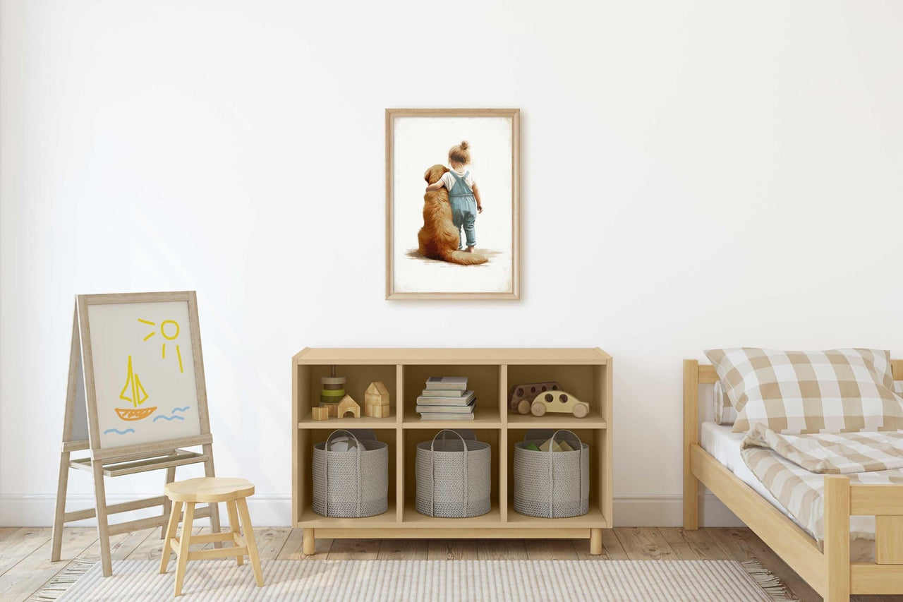 Golden Retriever Wall Art – Dog Nursery Print for Girls