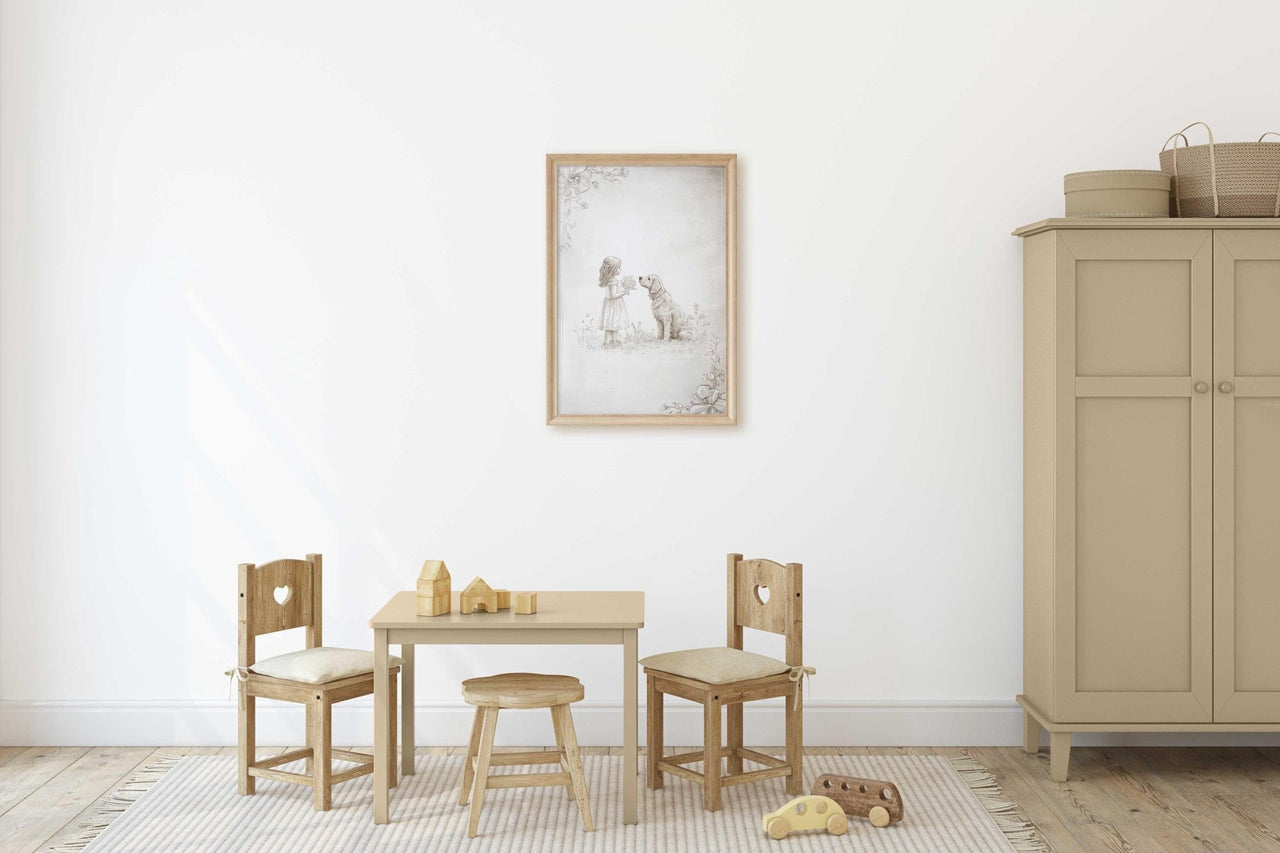 Golden Retriever Wall Art – Dog Nursery Print for Girls Room