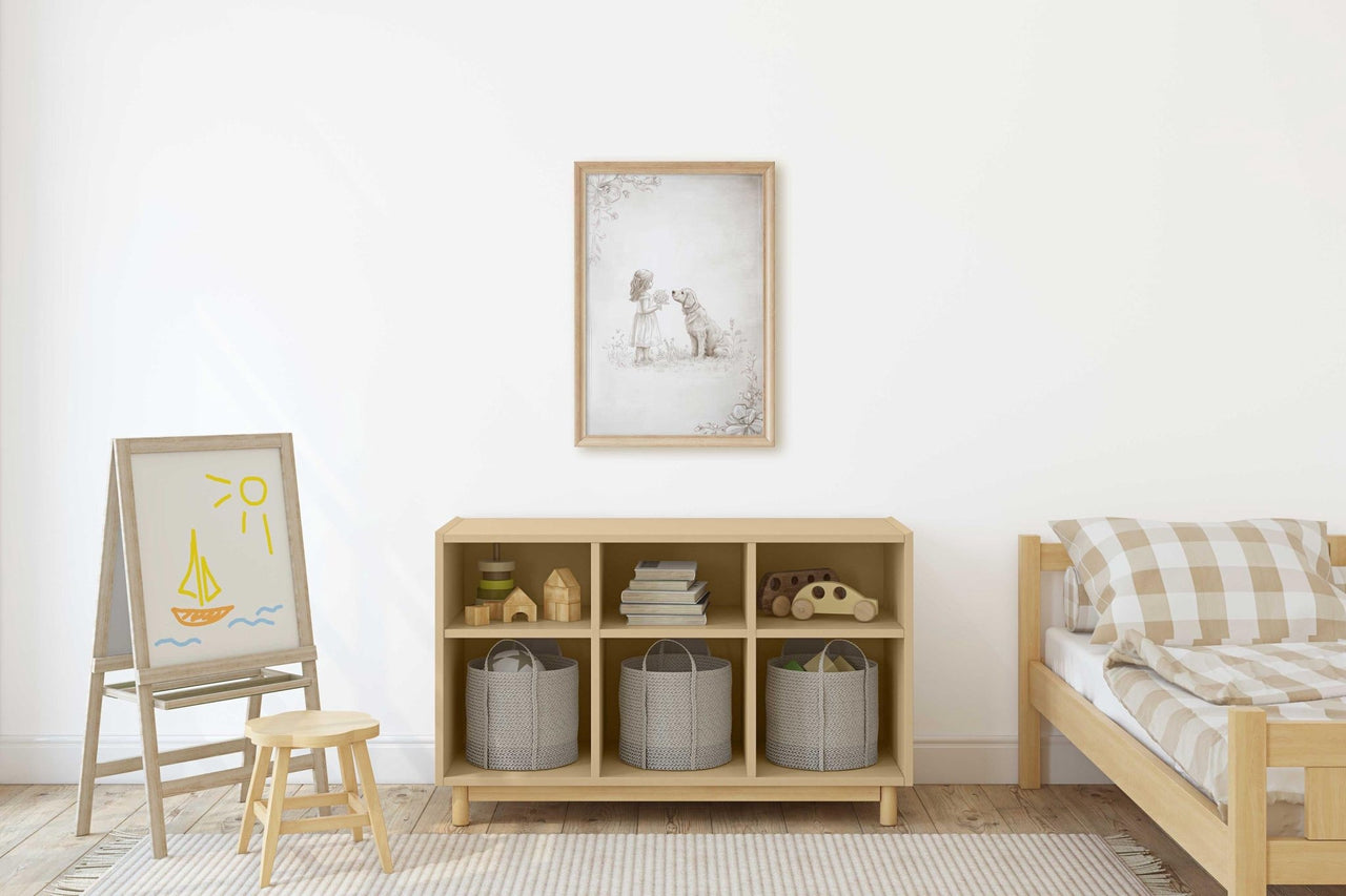 Golden Retriever Wall Art – Dog Nursery Print for Girls Room