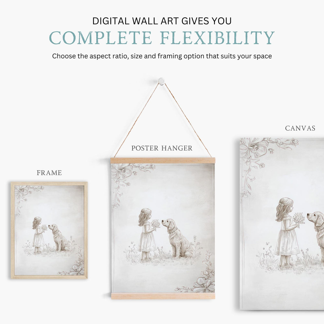 Golden Retriever Wall Art – Dog Nursery Print for Girls Room