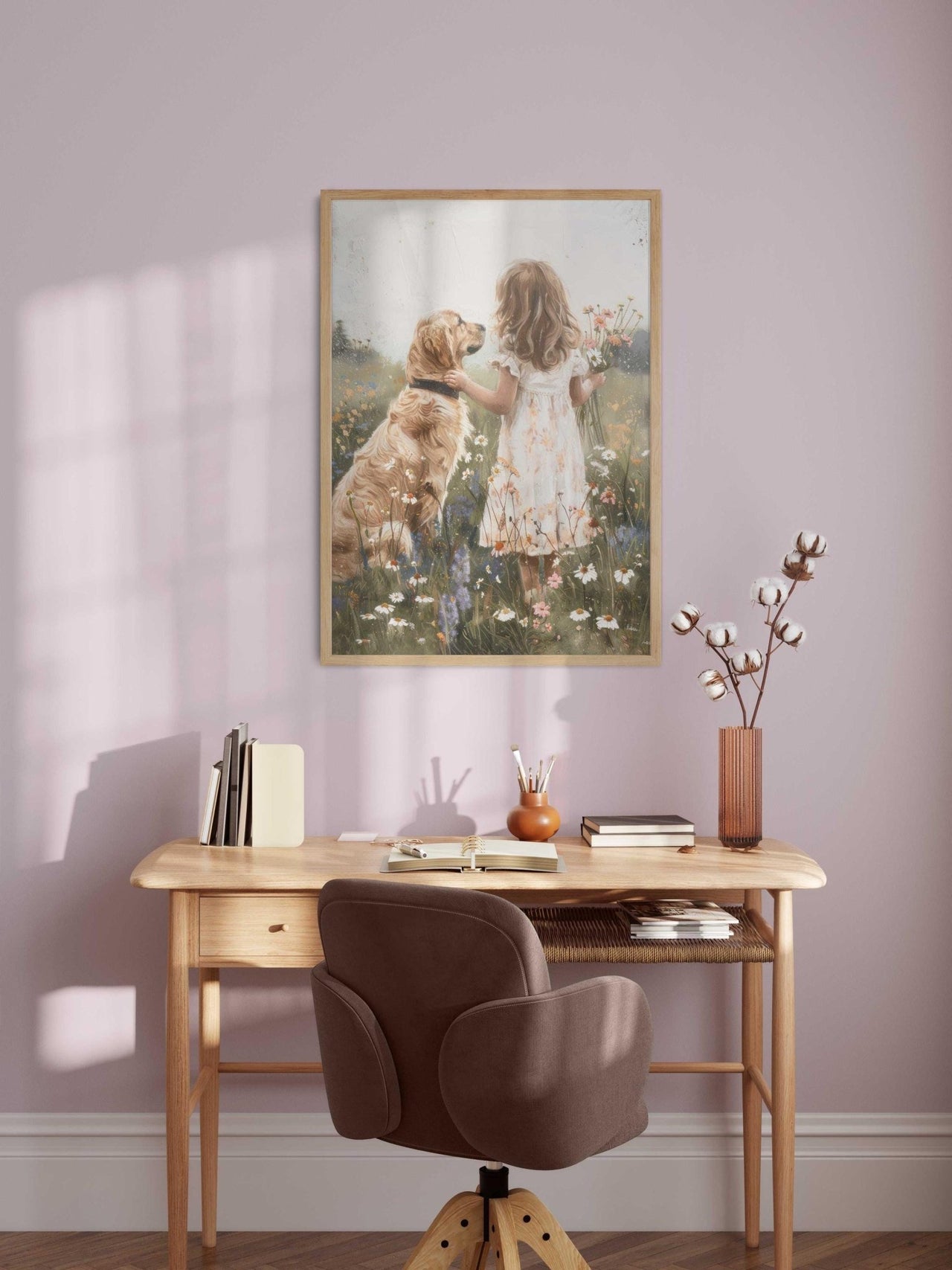 Golden Retriever Wall Art – Dog Print for Kids Room