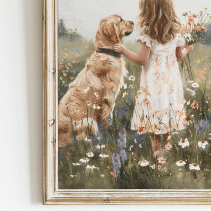 Golden Retriever Nursery Decor, Vintage Dog Art for Kids - WildfieldPrints