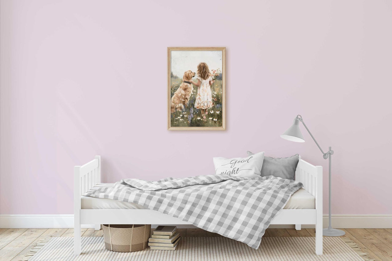 Golden Retriever Wall Art – Dog Print for Kids Room