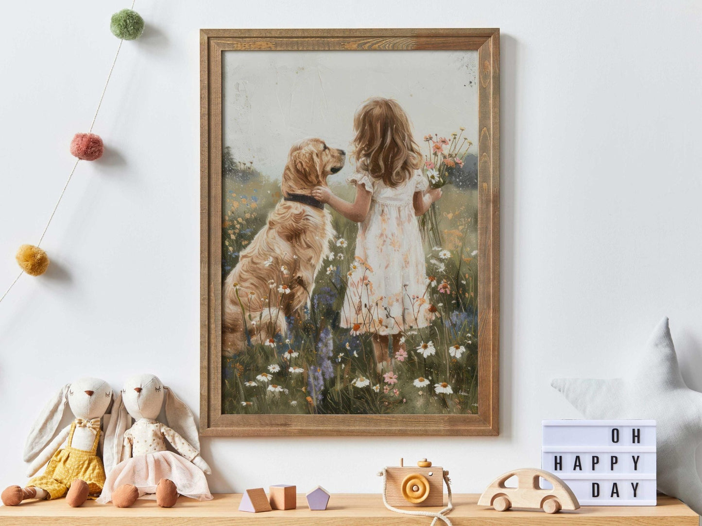 Golden Retriever Nursery Decor, Vintage Dog Art for Kids - WildfieldPrints