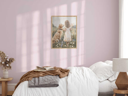 Golden Retriever Nursery Decor, Vintage Dog Art for Kids - WildfieldPrints