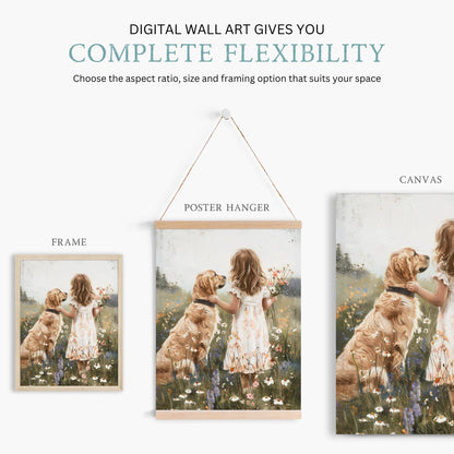 Golden Retriever Nursery Decor, Vintage Dog Art for Kids - WildfieldPrints