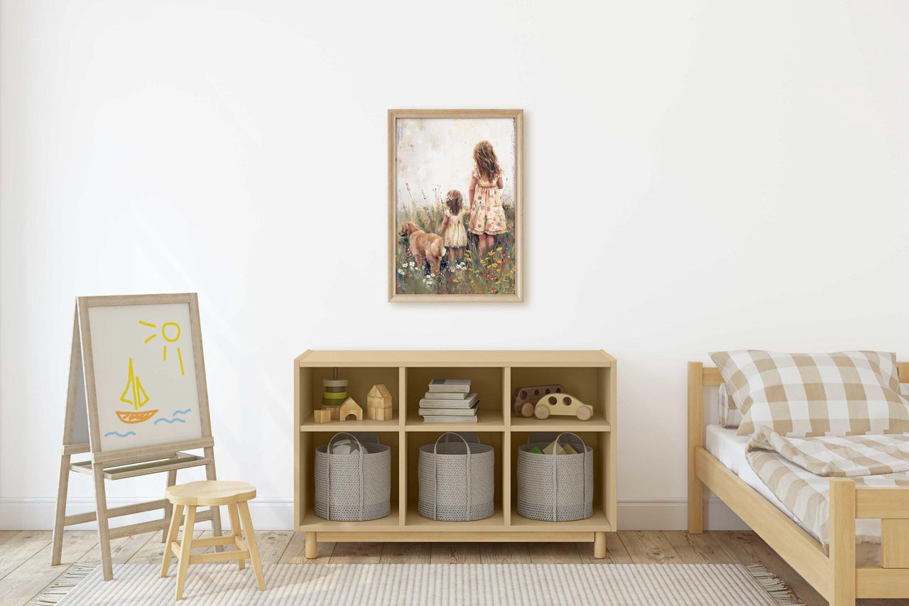 Golden Retriever Wall Art – Dog Nursery Print for Girls